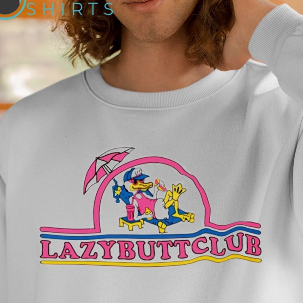 LAZY BUTT CLUB DUCK GRAPHIC CREWNECK BLACK LARGE - Picture 2 of 5